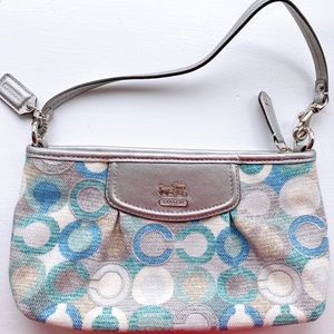 Coach Blue and Silver Wristlet